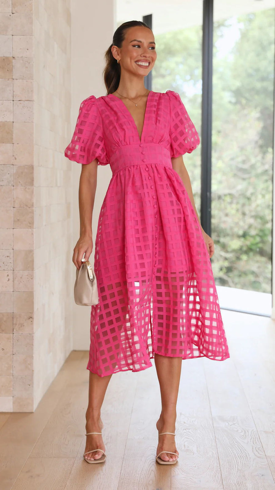 Bailey | Women's Midi Dress V-Neck Satin Summer Wedding Guest