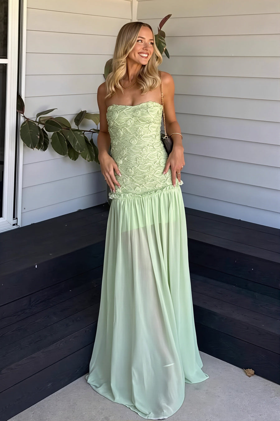 Cleo | Women's Maxi Dress Strapless Chiffon Summer Wedding Guest