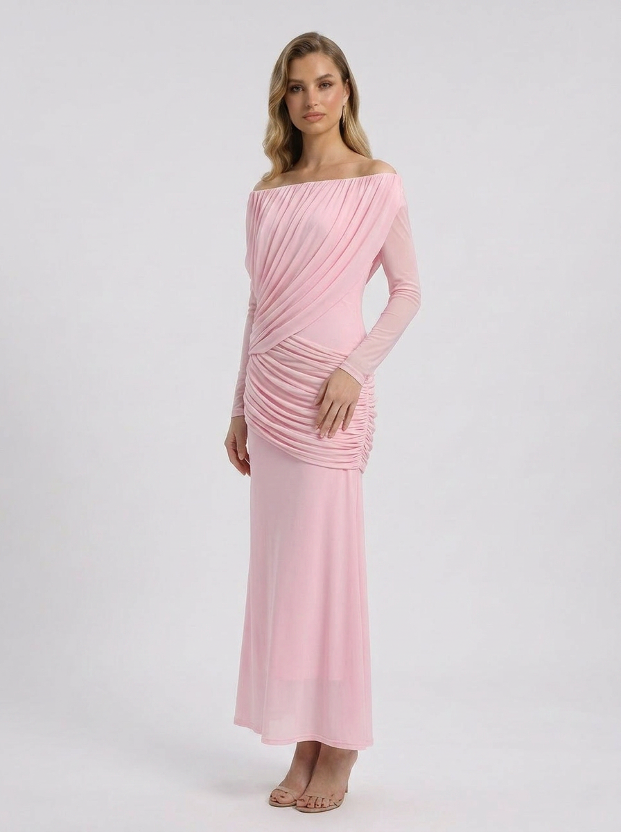 Crystal | Women's Maxi Dress Ruched Satin Summer Formal Evening