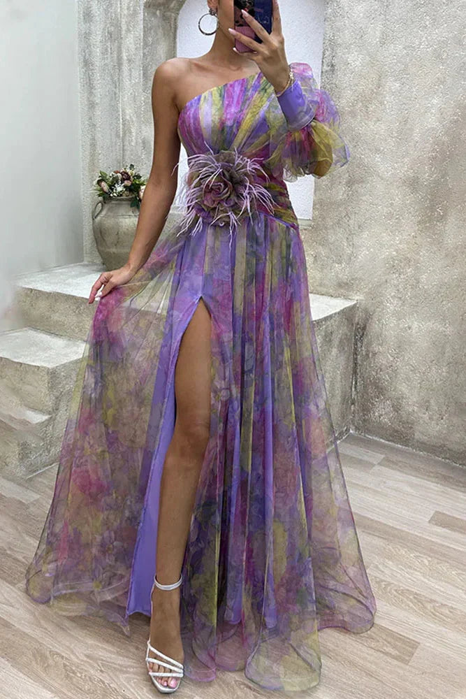 Elena | Women's Maxi Dress One Shoulder Satin Summer Wedding Guest