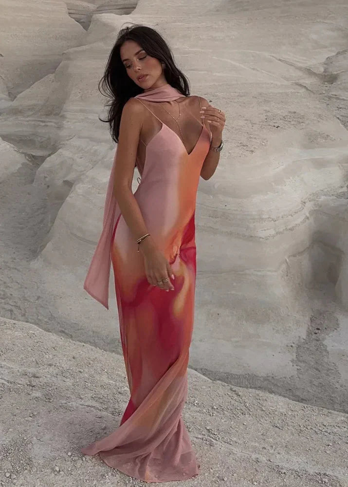 Fayah | Women's Maxi Dress Spaghetti Strap Satin Summer Wedding Guest