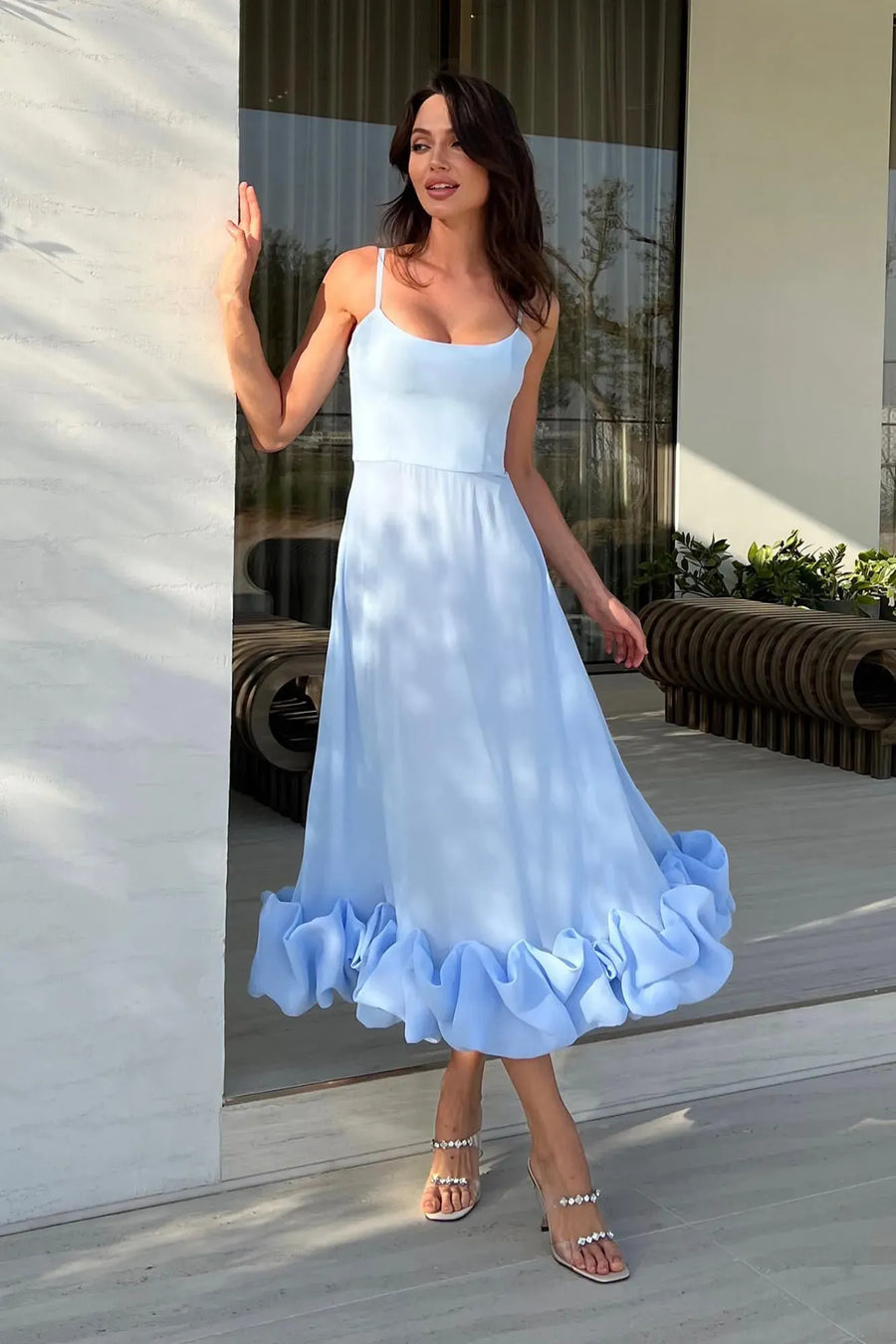 Heather | Women's Midi Dress A-Line Satin Summer Wedding Guest