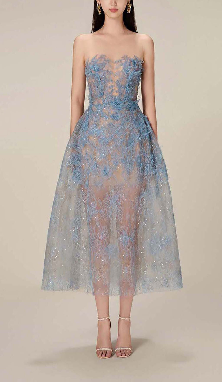 Joelle | Women's Midi Dress Strapless Sequin Summer Race Day
