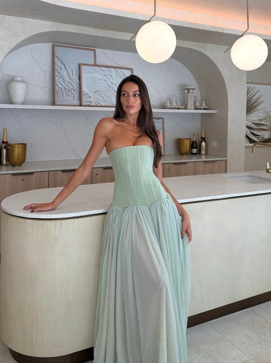 Judith | Women's Maxi Dress Strapless Satin Summer Wedding Guest