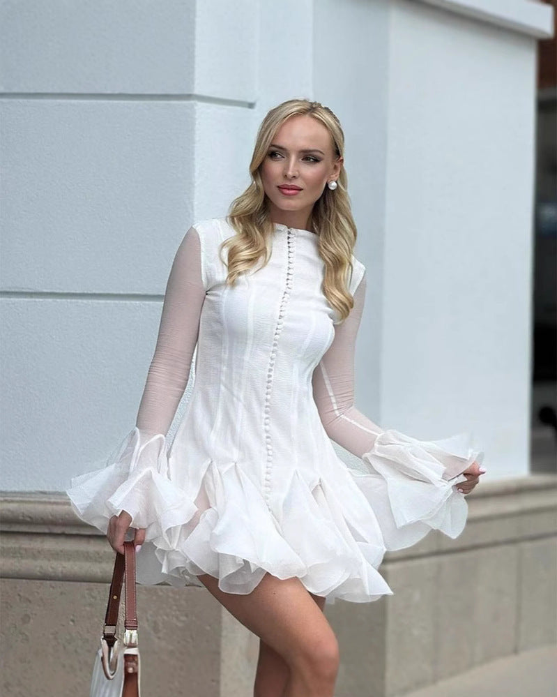 Mandy | Women's Mini Dress Ruffle Chiffon Summer Race Day
