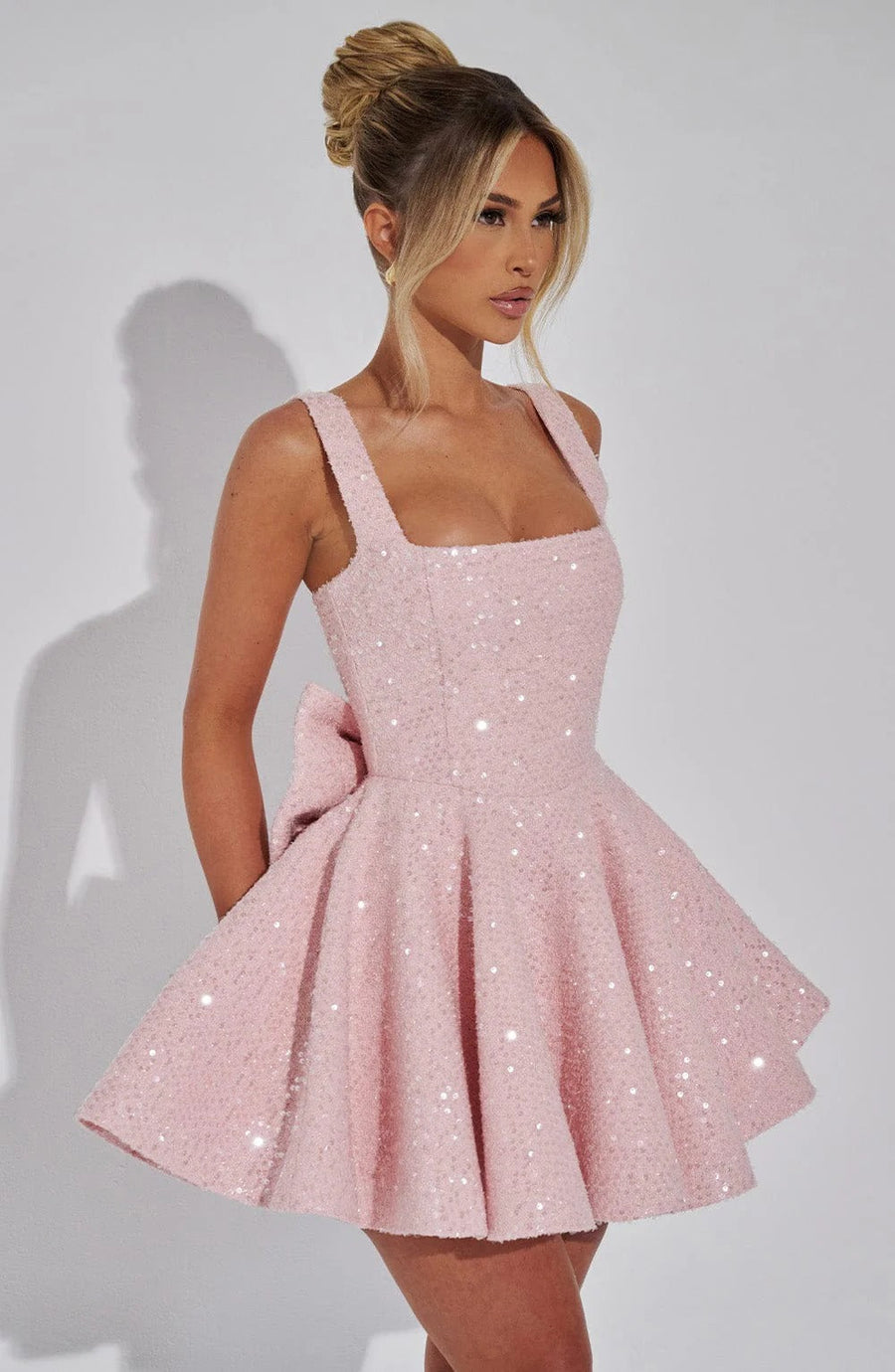 Victoria | Women's Mini Dress Square Neck Sequin Summer Cocktail Party