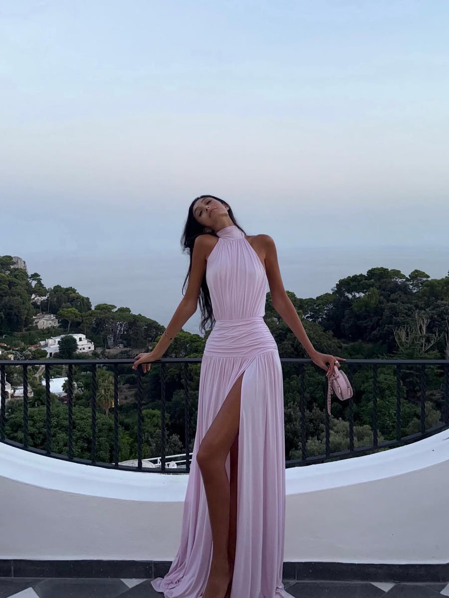 Dorien | Women's Maxi Dress Halter Neck Satin Summer Wedding Guest