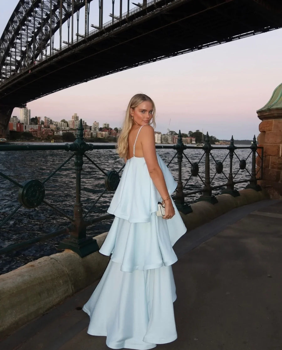 Stevie | Women's Maxi Dress Ruffle Satin Summer Wedding Guest