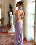 Kayleigh | Women's Maxi Dress Halter Neck Satin Summer Wedding Guest