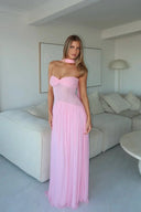 June | Women's Maxi Dress Strapless Satin Summer Wedding Guest
