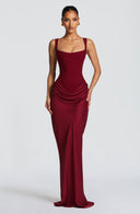 Alina | Women's Maxi Dress Corset Satin Summer Wedding Guest