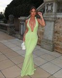 Amira | Women's Maxi Dress Halter Neck Satin Summer Wedding Guest
