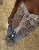 Andrea | Women's Top Ruffle Sequin Summer Going Out