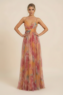 Angela | Women's Maxi Dress V-Neck Satin Summer Wedding Guest