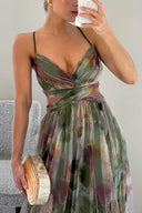 Angela | Women's Maxi Dress V-Neck Satin Summer Wedding Guest