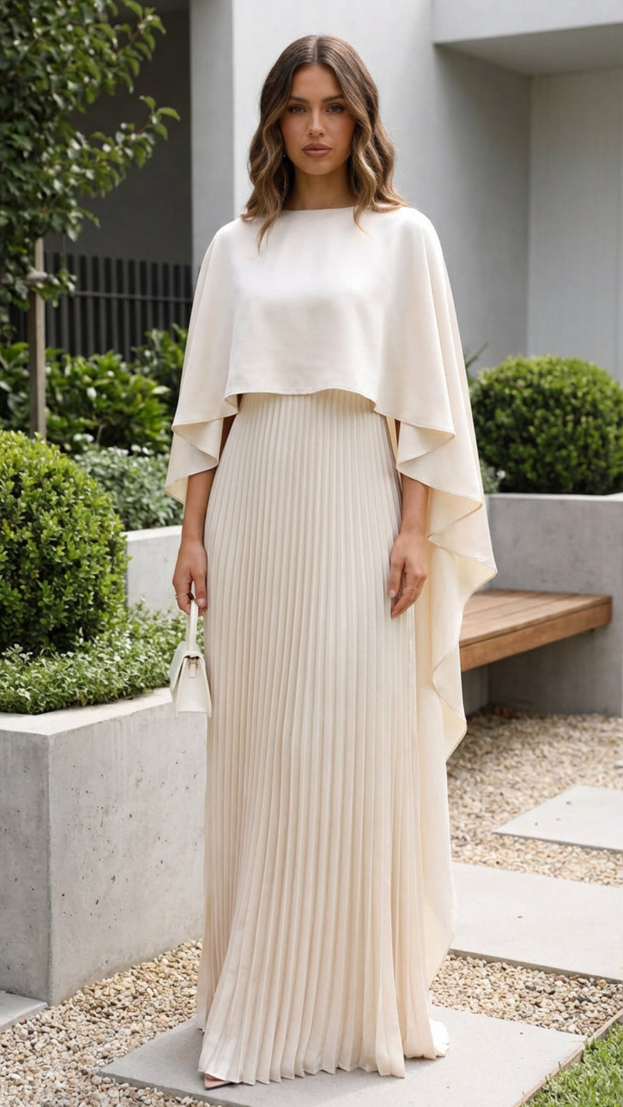 Aniya | Women's Maxi Dress Pleated Satin Summer Wedding Guest