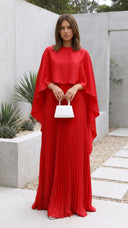 Aniya | Women's Maxi Dress Pleated Satin Summer Wedding Guest