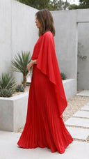 Aniya | Women's Maxi Dress Pleated Satin Summer Wedding Guest