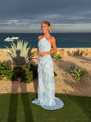 Annabel | Women's Maxi Dress Halter Neck Satin Summer Wedding Guest