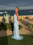 Annabel | Women's Maxi Dress Halter Neck Satin Summer Wedding Guest