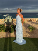Annabel | Women's Maxi Dress Halter Neck Satin Summer Wedding Guest