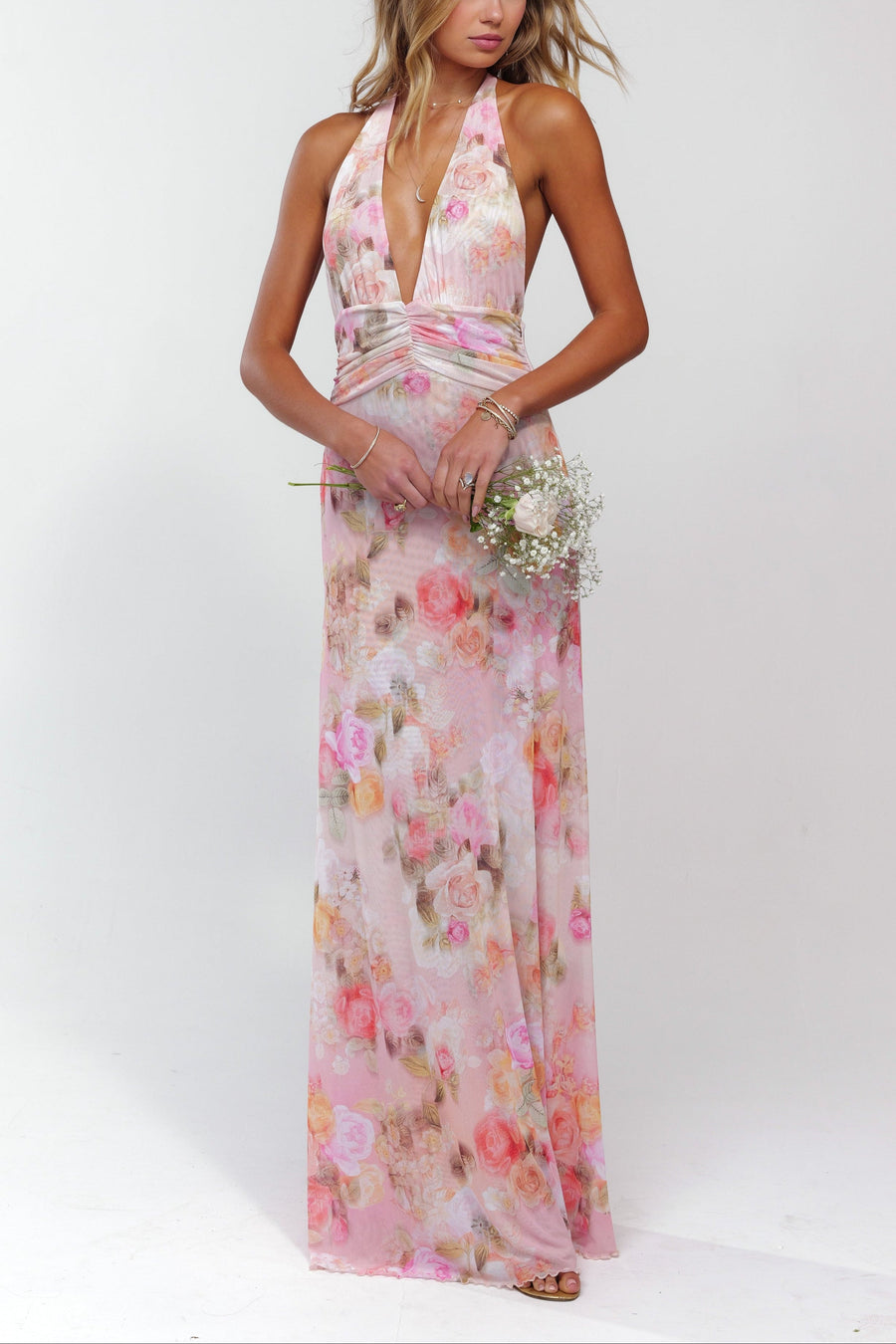 Ariadne | Women's Maxi Dress Halter Neck Satin Summer Wedding Guest