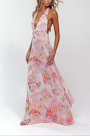 Ariadne | Women's Maxi Dress Halter Neck Satin Summer Wedding Guest