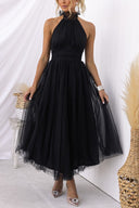 Aylin | Women's Midi Dress Halter Neck Satin Summer Wedding Guest