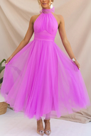 Aylin | Women's Midi Dress Halter Neck Satin Summer Wedding Guest