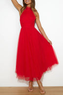 Aylin | Women's Midi Dress Halter Neck Satin Summer Wedding Guest