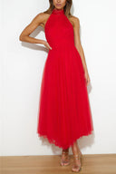 Aylin | Women's Midi Dress Halter Neck Satin Summer Wedding Guest