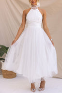 Aylin | Women's Midi Dress Halter Neck Satin Summer Wedding Guest