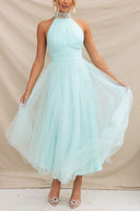 Aylin | Women's Midi Dress Halter Neck Satin Summer Wedding Guest