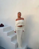 Azaria | Women's Two Piece Set Off Shoulder Knit Summer Party
