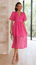 Bailey | Women's Midi Dress V-Neck Satin Summer Wedding Guest