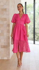 Bailey | Women's Midi Dress V-Neck Satin Summer Wedding Guest