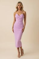 Blair | Women's Midi Dress Bodycon Satin Summer Wedding Guest