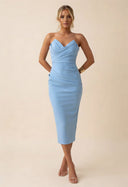 Blair | Women's Midi Dress Bodycon Satin Summer Wedding Guest