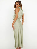Briony | Women's Maxi Dress Halter Neck Satin Summer Wedding Guest