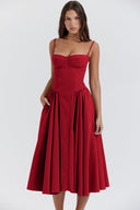 Calliope | Women's Midi Dress Corset Satin Summer Wedding Guest