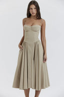 Calliope | Women's Midi Dress Corset Satin Summer Wedding Guest