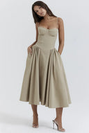 Calliope | Women's Midi Dress Corset Satin Summer Wedding Guest