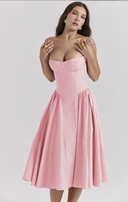 Calliope | Women's Midi Dress Corset Satin Summer Wedding Guest