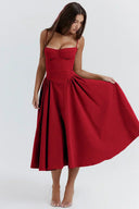 Calliope | Women's Midi Dress Corset Satin Summer Wedding Guest