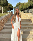 Callista | Women's Maxi Dress Halter Neck Satin Summer Wedding Guest