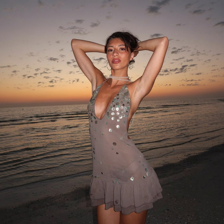 Cecilia | Women's Mini Dress Halter Neck Sequin Summer Party