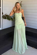 Cleo | Women's Maxi Dress Strapless Chiffon Summer Wedding Guest