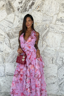 Coral | Women's Maxi Dress Halter Neck Satin Summer Wedding Guest