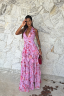 Coral | Women's Maxi Dress Halter Neck Satin Summer Wedding Guest