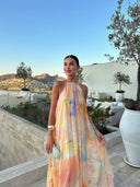 Corinna | Women's Maxi Dress Halter Neck Satin Summer Wedding Guest